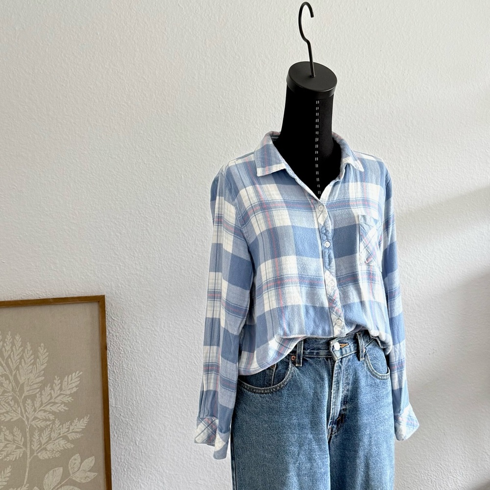 Well Worn Blue and Pink Plaid Shirt